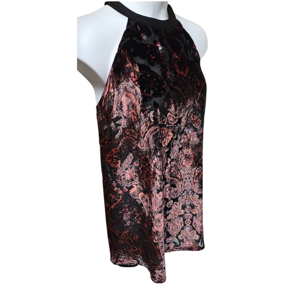 Torrid Velvet Halter -Top Black and Burgundy Paisley Print With Tunic Length 4X - Picture 5 of 16